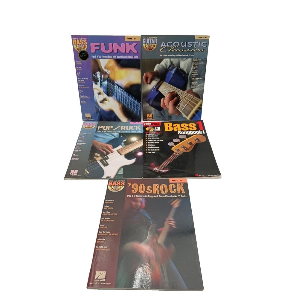 Hal Leonard Bass & Guitar Play-Along Lot of 5‎ Volumes  Instructional Songbooks